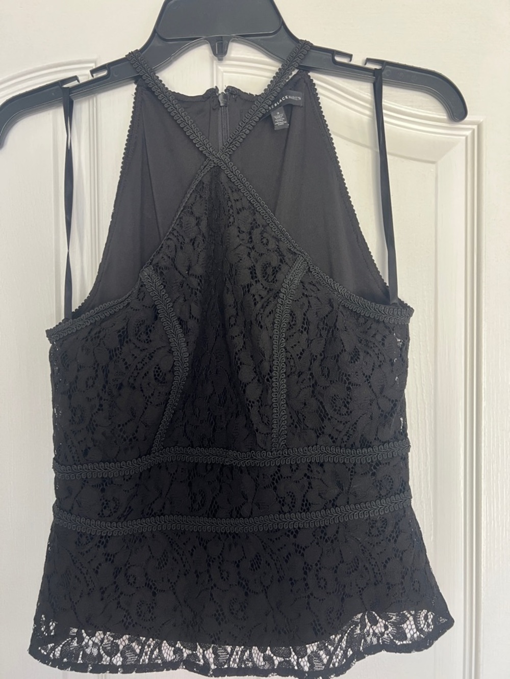 White House Black Market Black Lace Halter Tank Top
